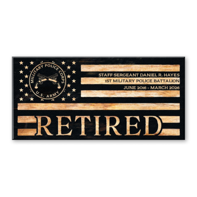 Personalized Military Police Retirement Gift, Army MP Retirement Gift, Custom Military Retirement Sign, Police Retirement Gift, Veteran Gift