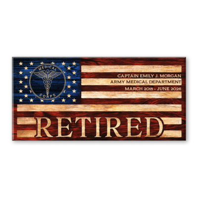 Personalized Military Medic Retirement Gift, Army Medical Corps Retirement Gift, Custom Military Retirement Sign Canvas, Retired Soldier Gift