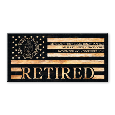 Military Intelligence Retirement Gift, Personalized Army Retirement Sign, Custom Intelligence Corps Gift, Veteran Retirement Gift