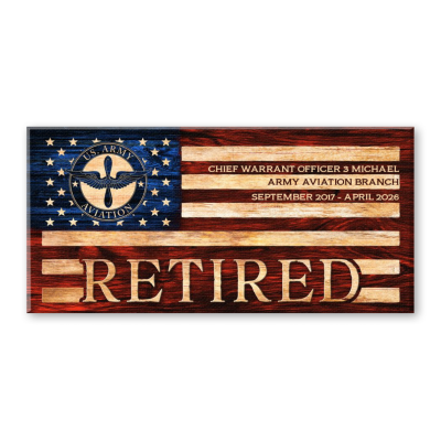Personalized Army Aviation Retirement Gift, Custom Army Aviation Retirement Sign, Military Retirement Gift, Veteran Gift, Retired Soldier Gift