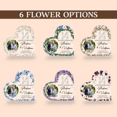 14th Anniversary Photo Heart Acrylic, Custom Photo Couple Plaque, 14th Anniversary Plaque, 14th Wedding Anniversary Keepsake Gift