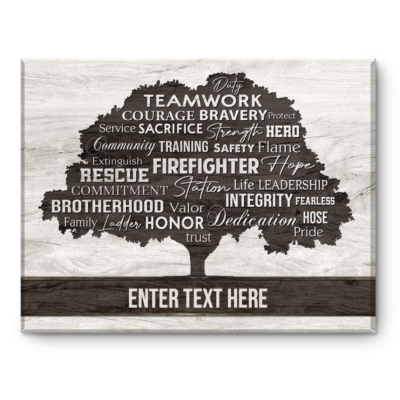 Custom Fire Department Wall Art, Personalized Firefighter Word Cloud Canvas, Firefighter Appreciation Gift, Firefighter Retirement Gift, Fire Station Decor