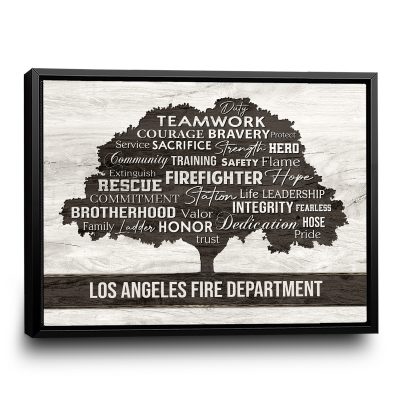 Custom Fire Department Wall Art, Personalized Firefighter Word Cloud Canvas, Firefighter Appreciation Gift, Firefighter Retirement Gift, Fire Station Decor