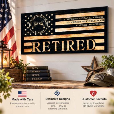 Personalized Military Police Retirement Gift, Army MP Retirement Gift, Custom Military Retirement Sign, Police Retirement Gift, Veteran Gift