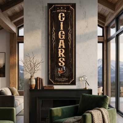 Personalized Cigar Wall Sign, Custom Cigar Bar Decor, Rustic Hallway Wall Art, Cigar Lover Gift, Man Cave Decor, Cigar Room Sign