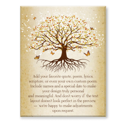 Custom Text Tree Print with YOUR WORDS, Personalized Tree Canvas, Quote, Song Lyrics, Poem, Scripture, Sentimental Keepsake Gift