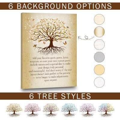 Custom Text Tree Print with YOUR WORDS, Personalized Tree Canvas, Quote, Song Lyrics, Poem, Scripture, Sentimental Keepsake Gift