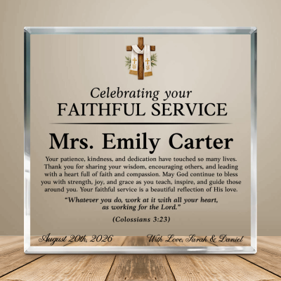 Christian Teacher Appreciation Gift, Personalized Teacher Gift, Christian Teacher Thank You Gift, Faithful Service Gift, Teacher Appreciation Plaque