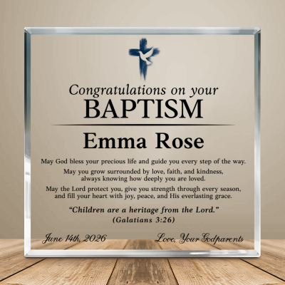 Personalized Christian Baptism Gift, Baby Baptism Keepsake, Baptism Plaque for Girl, Religious Gift for Daughter, Goddaughter Gift