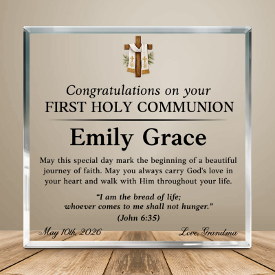 Personalized First Holy Communion Gift, Catholic Communion Keepsake, Communion Gift for Girl, Religious Gift for Daughter, Communion Plaque