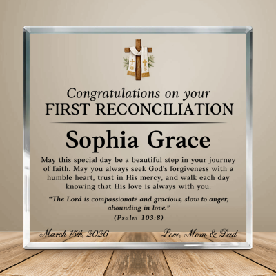 First Reconciliation Gift, Personalized Reconciliation Gift, Catholic Reconciliation Keepsake, First Confession Gift, Religious Gift for Girl, Reconciliation Plaque