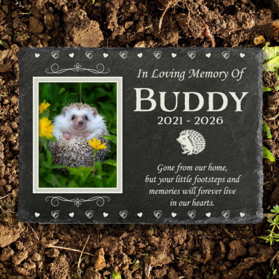 Personalized Hedgehog Memorial Stone, Hedgehog Remembrance Slate Gift, Hedgehog Sympathy Gift, Hedgehog Memorial Gift, Pet Loss Gift