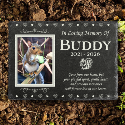 Personalized Squirrel Memorial Stone, Squirrel Remembrance Slate Gift, Squirrel Sympathy Gift, Squirrel Memorial Gift, Pet Loss Gift