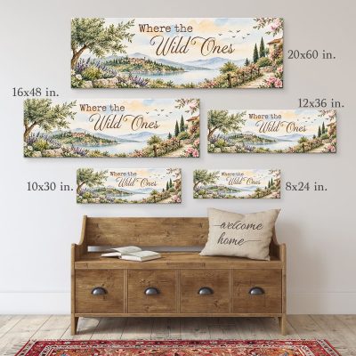 Where the Wild Ones Wall Art, Rustic Landscape Canvas, Countryside Wall Decor, Landscape Canvas Print, Vintage Farmhouse Decor, Nature Wall Art