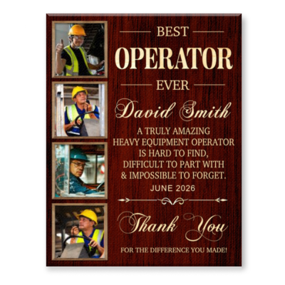 Personalized Heavy Equipment Operator Retirement Gift, Best Operator Ever Photo Canvas, Custom Construction Worker Appreciation Gift, Coworker Leaving Gift