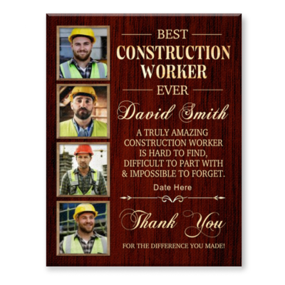 Custom Construction Worker Retirement Gift, Personalized Construction Worker Canvas, Best Construction Worker Ever Photo Collage, Custom Builder Appreciation Gift, Construction Gift, Thank You Construction Worker Keepsake