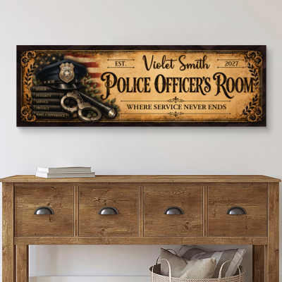 Custom Police Officer Room Sign, Personalized Police Officer Canvas, Custom Police Officer Appreciation Gift, Police Officer Retirement Gift, Thank You Police Officer Keepsake