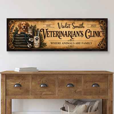 Custom Veterinarian Clinic Sign, Personalized Veterinarian Canvas, Custom Veterinarian Appreciation Gift, Veterinarian Graduation Gift, Thank You Vet Keepsake