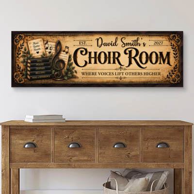 Custom Choir Room Sign Canvas Print, Personalized Choir Teacher Wall Decor, Choir Room Sign, Choir Teacher Gift