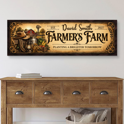 Personalized Farmhouse Canvas Sign, Custom Farm Name Sign, Vintage Country Wall Art, Farmer Housewarming Gift Decor, Rustic Ranch Canvas Print
