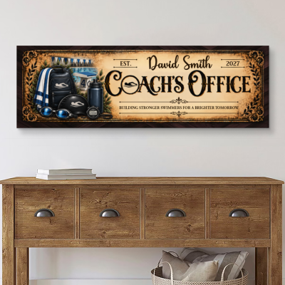 Custom Swimming Coach Sign, Personalized Swim Team Coach Office Wall Art, End of Year Swim Coach Gift, Swim Coach Gift, Swim Coach Office Sign
