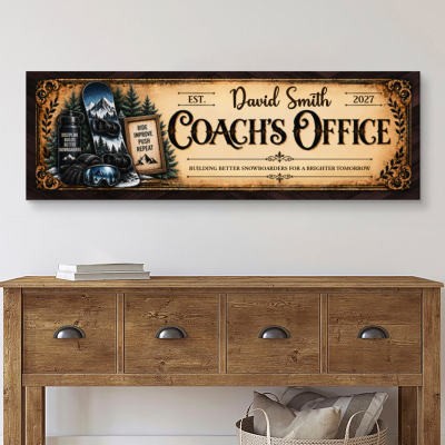 Personalized Snowboard Coach Wall Sign, Custom Snowboard Coach Office Canvas Print, Snowboard Coach Gift, Custom Snowboarding Coach Gift