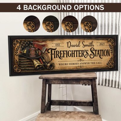 Custom Firefighter Station Sign, Personalized Firefighter Canvas, Best Firefighter Ever Vintage Sign, Custom Firefighter Appreciation Gift, Firefighter Retirement Gift, Thank You Firefighter Keepsake