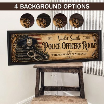 Custom Police Officer Room Sign, Personalized Police Officer Canvas, Custom Police Officer Appreciation Gift, Police Officer Retirement Gift, Thank You Police Officer Keepsake