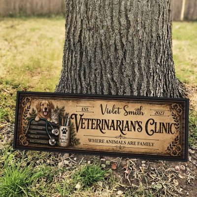 Custom Veterinarian Clinic Sign, Personalized Veterinarian Canvas, Custom Veterinarian Appreciation Gift, Veterinarian Graduation Gift, Thank You Vet Keepsake