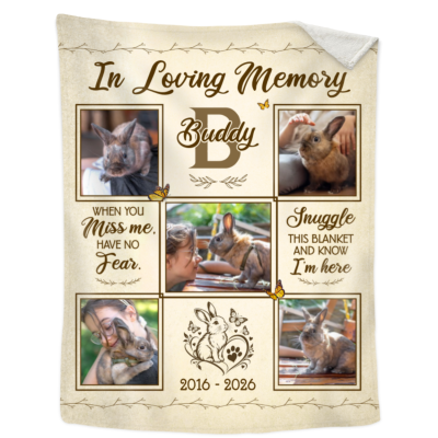 Rabbit Memorial Photo Blanket, Custom Rabbit Photo Collage Blanket, Rabbit Loss Remembrance Gift, Pet Memorial Gift, In Loving Memory Of Rabbit
