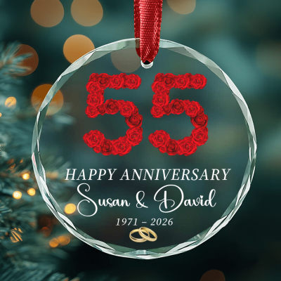 55th Anniversary Ornament for Parents, Personalized Anniversary Ornament Gift, 55 Year Wedding Anniversary Gift, Gift for Mom and Dad