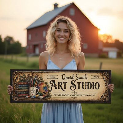Custom Art Studio Sign, Custom Vintage Artist Name Sign, Art Room Decor Canvas, Art Teacher Graduation Gift, Artist Appreciation Sign Wall Art