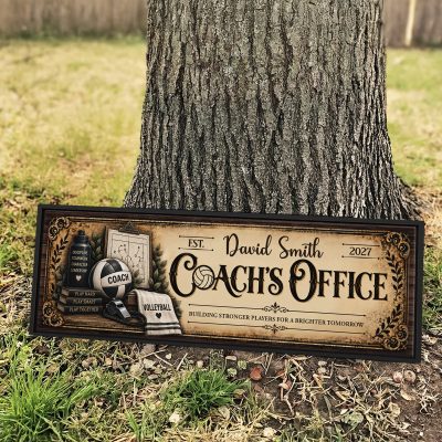 Custom Volleyball Coach Office Sign, Vintage Volleyball Coach Sign, Custom Volleyball Coach Gift, Personalized Volleyball Coach Office Wall Art Canvas, High School Volleyball Coach
