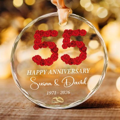 55th Anniversary Ornament for Parents, Personalized Anniversary Ornament Gift, 55 Year Wedding Anniversary Gift, Gift for Mom and Dad