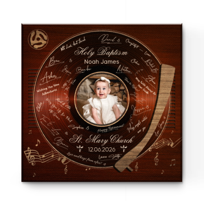 Personalized Baptism Signature Canvas, Holy Baptism Guest Book Gift, Custom Baby Photo Keepsake, Christening Guest Book Sign, Baptism Party Decor