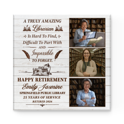 Personalized Librarian Retirement Canvas, Custom Librarian Photo Gift, Librarian Appreciation Gift, Farewell Gift For Librarian