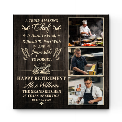 Personalized Chef Retirement Canvas, Custom Chef Photo Gift, Chef Appreciation Gift, Farewell Gift For Chefs, Thank You Gift For Chef