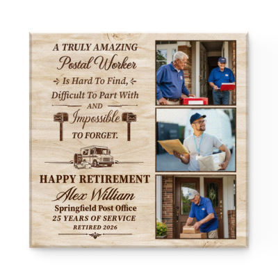 Personalized Postal Worker Photo Canvas, Custom Postal Worker Retirement Gift, Postal Worker Appreciation Gift, Farewell Gift For Postal Worker