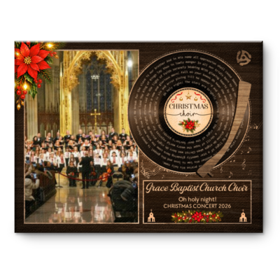 Personalized Church Choir Song Lyrics Canvas, Custom Christmas Choir Gift, Christmas Song Lyrics Gift, Church Christmas Decor