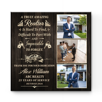 Personalized Realtor Retirement Canvas, Custom Realtor Photo Gift, Realtor Appreciation Gift, Farewell Gift For Realtors, Thank You Gift For Realtor
