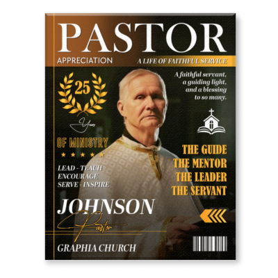 Pastor Appreciation Magazine Cover, Personalized Pastor Gift Ideas, Pastor Anniversary Gift, Church Pastor Gift, Ministry Canvas Wall Art, Clergy Gift