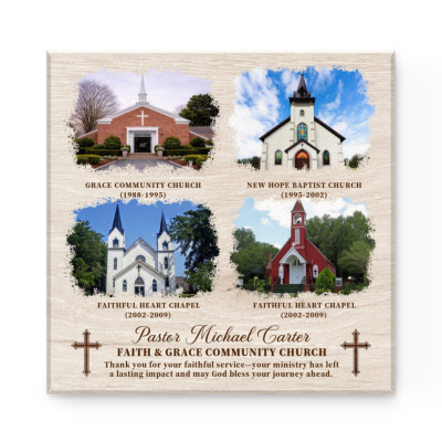 Pastor Ministry Journey Photo Canvas, Personalized Overall Ministry Years Canvas, Personalized Pastor Retirement Gift, Church Appreciation Gift