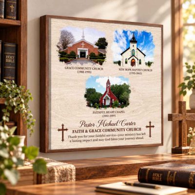 Pastor Ministry Journey Photo Canvas, Personalized Overall Ministry Years Canvas, Personalized Pastor Retirement Gift, Church Appreciation Gift