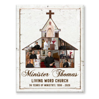 Personalized Minister Ministry Anniversary Gift, Pastor Ministry Milestone Canvas, Church Pastor Appreciation Gift, Years of Ministry Keepsake