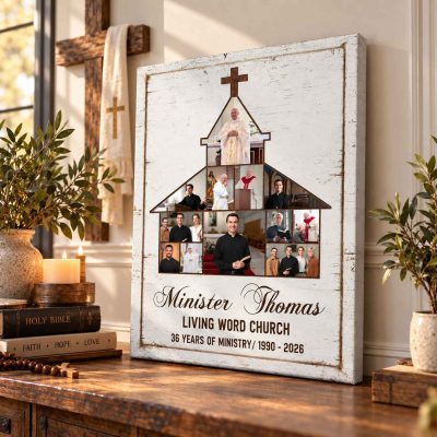 Personalized Minister Ministry Anniversary Gift, Pastor Ministry Milestone Canvas, Church Pastor Appreciation Gift, Years of Ministry Keepsake