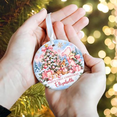 Personalized First Christmas Baby Girl Ornament, Custom Baby Girl Christmas Ornament, Christmas Tree Ornament, Baby Christmas Gift