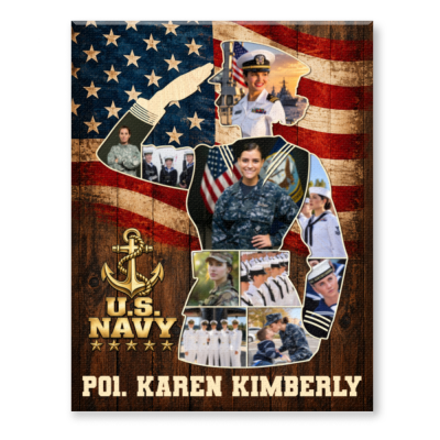 Navy Woman Photo Canvas, Proud US Navy Veteran, Custom Navy Woman Photo Canvas, Female Sailor Gift, Navy Veteran Day Gift, Military Woman Gift