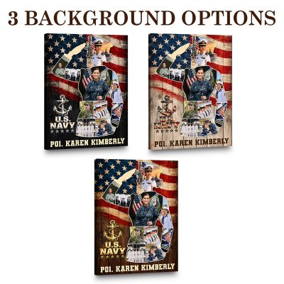 Navy Woman Photo Canvas, Proud US Navy Veteran, Custom Navy Woman Photo Canvas, Female Sailor Gift, Navy Veteran Day Gift, Military Woman Gift