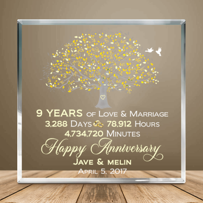 9 Years Anniversary Gift, Personalized 9 Years of Love & Marriage Acrylic Plaque, 9th Wedding Anniversary Gift for Couple, Husband Wife Keepsake