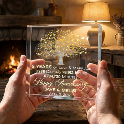 9 Years Anniversary Gift, Personalized 9 Years of Love & Marriage Acrylic Plaque, 9th Wedding Anniversary Gift for Couple, Husband Wife Keepsake